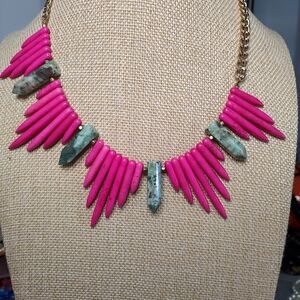 Green Aventurine and Pink magnesite stone necklace